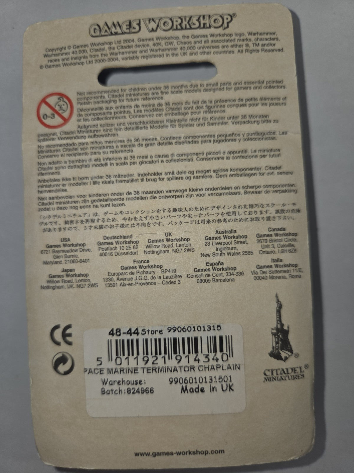 Warhammer 40k Space Marine Terminator Chaplain 48-44 Metal NIB OOP1